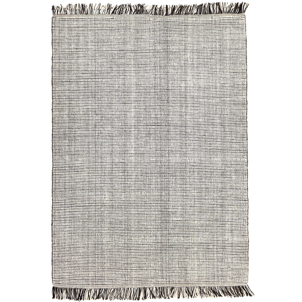 Nordic Flair 5971A Modern Tassel Wool Rug in Steel Grey White